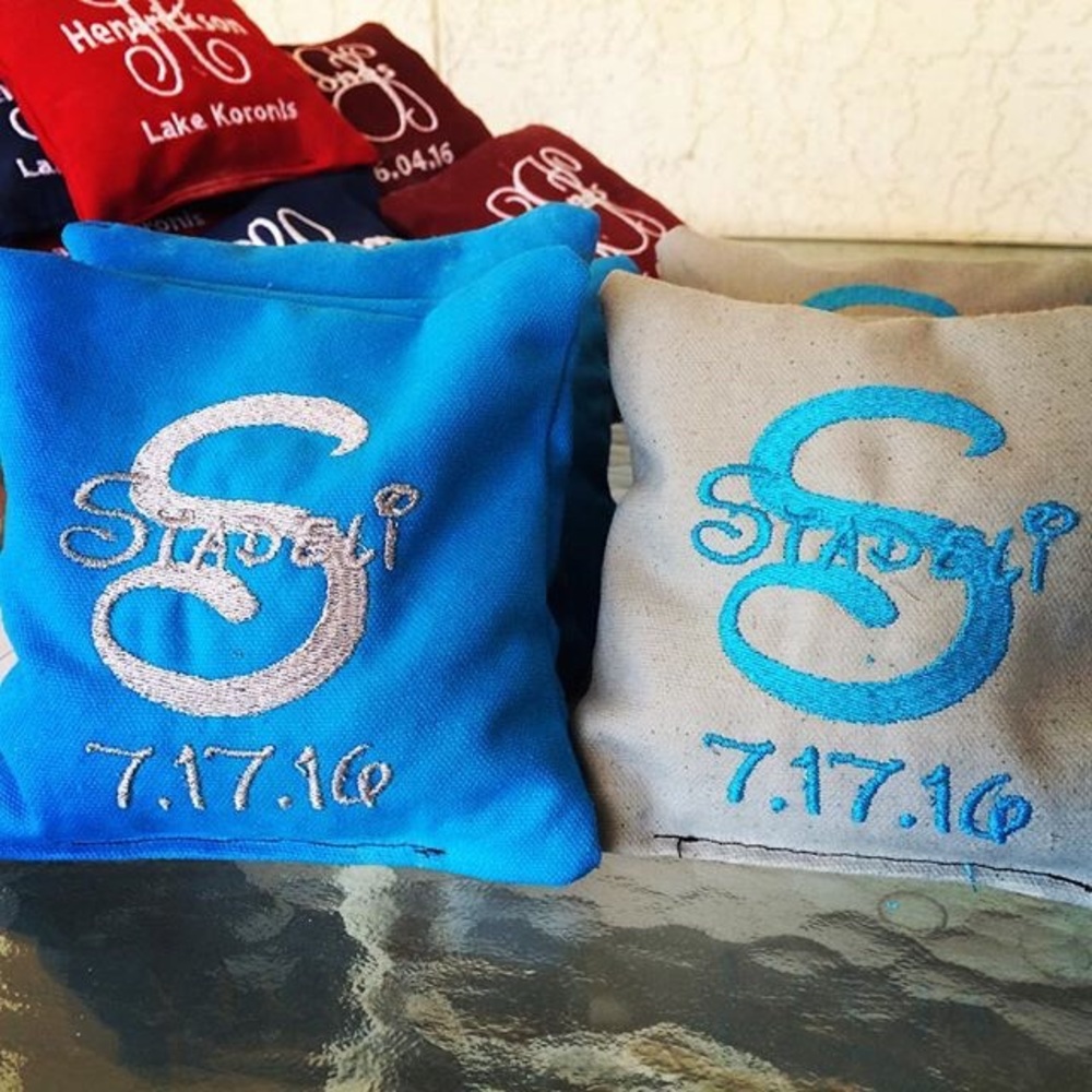 Custom embroidered cornhole bags with your name